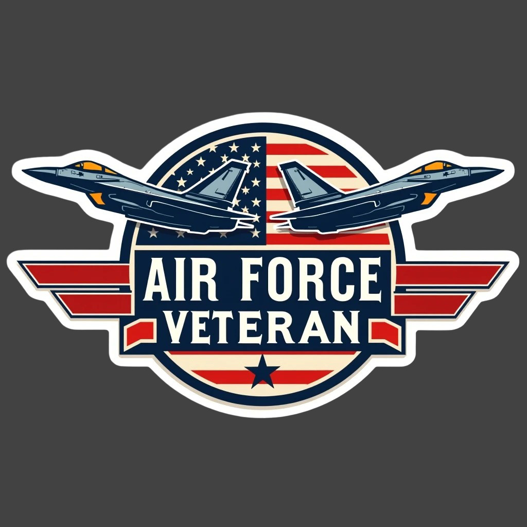 Air Force Veteran Twin Fighter Jets Badge Sticker Vinyl Decal Aviation Pride