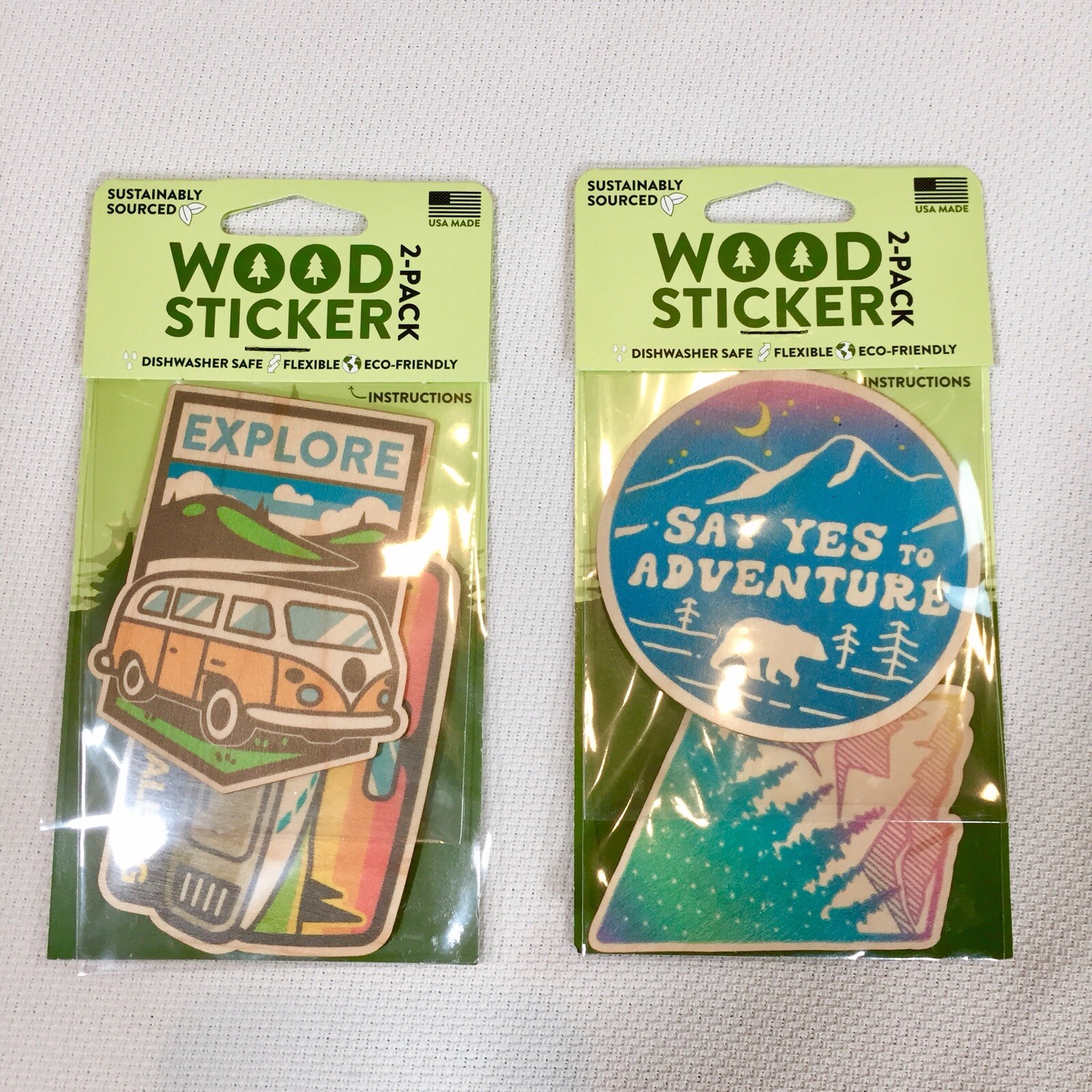 Dust City Wood Stickers Eco-Friendly Set Adventure Good Vibes Nature Hiking New