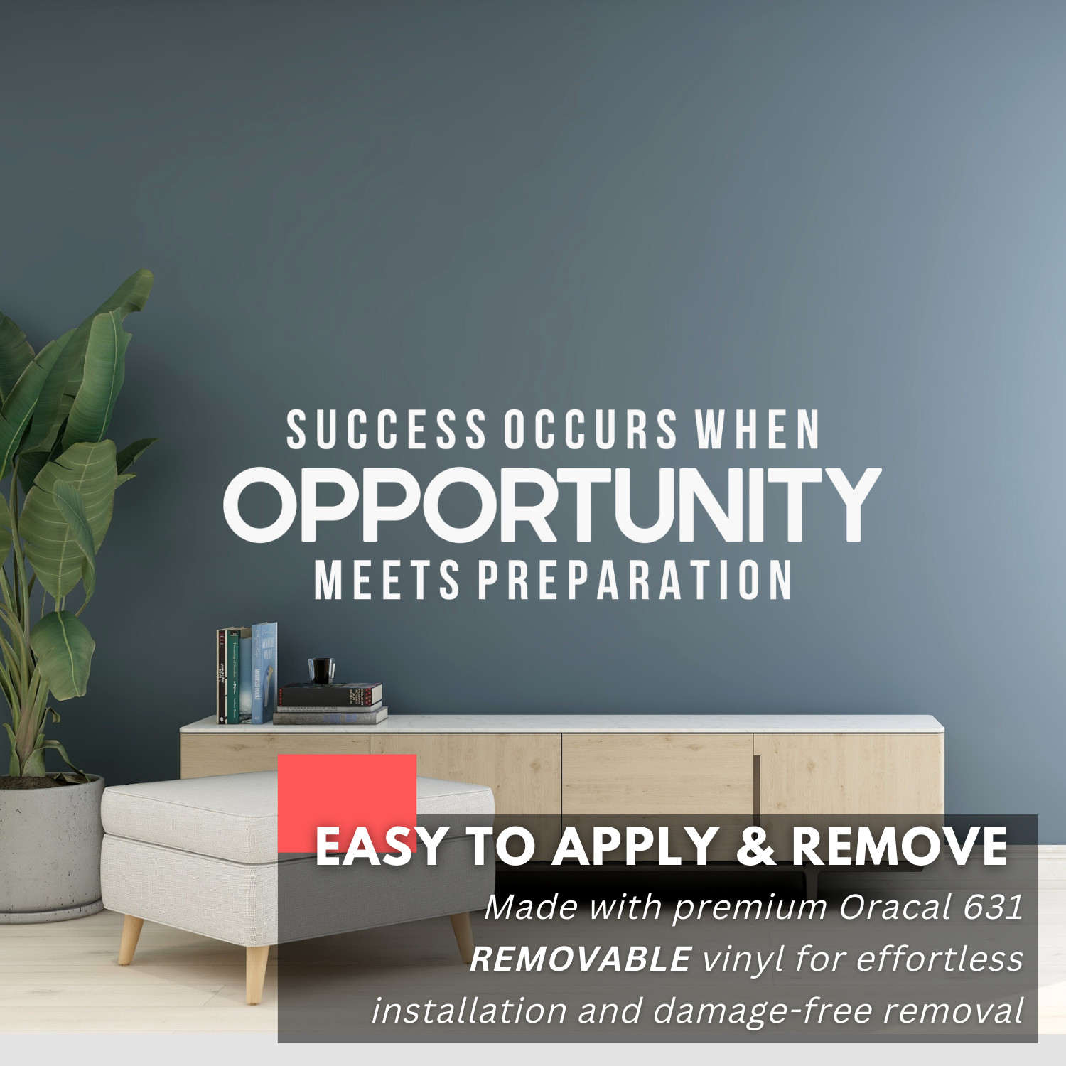 Motivational Wall Decal Quote – Success Occurs When Opportunity Meet Preparation