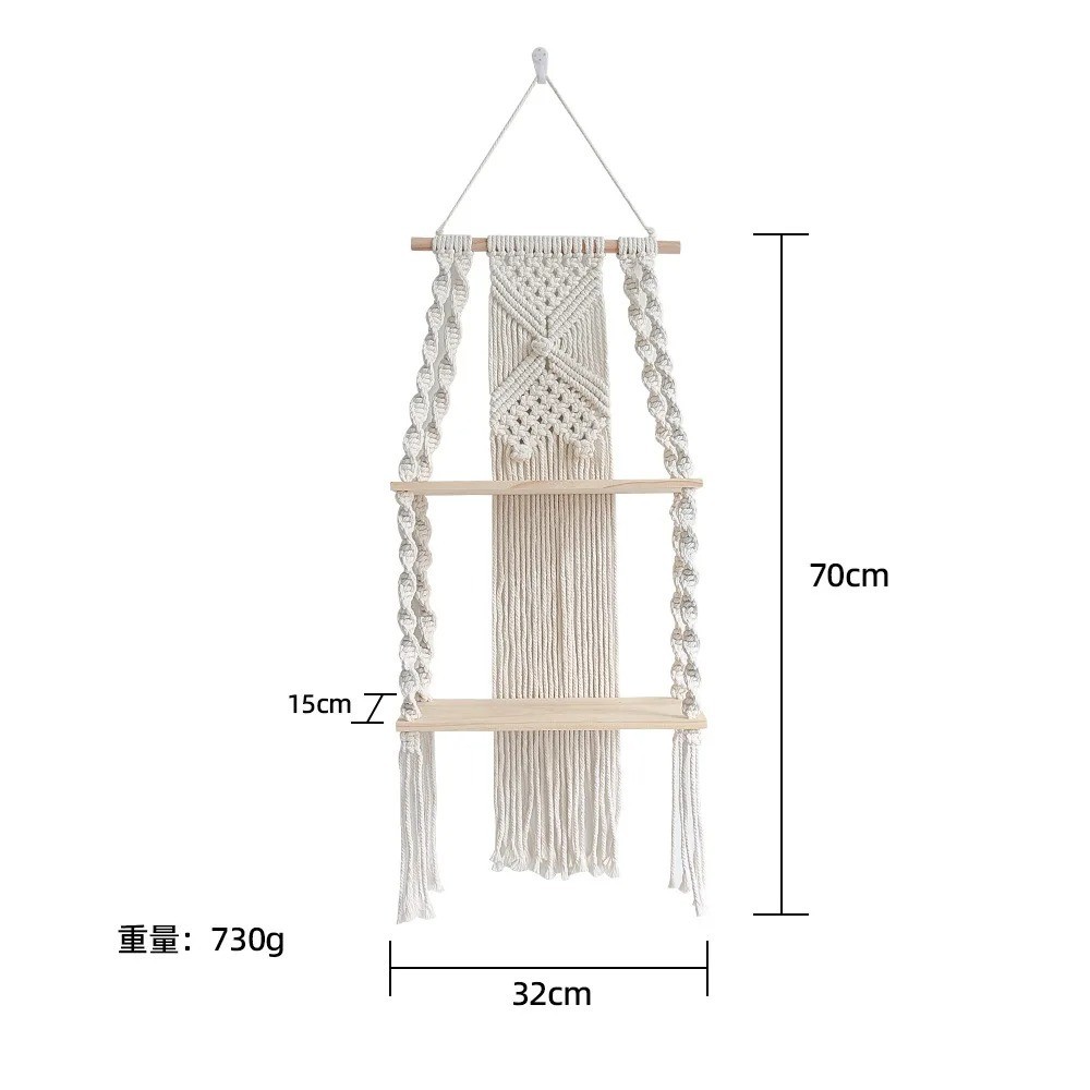 Macrame Boho Wall Hanging Shelf
