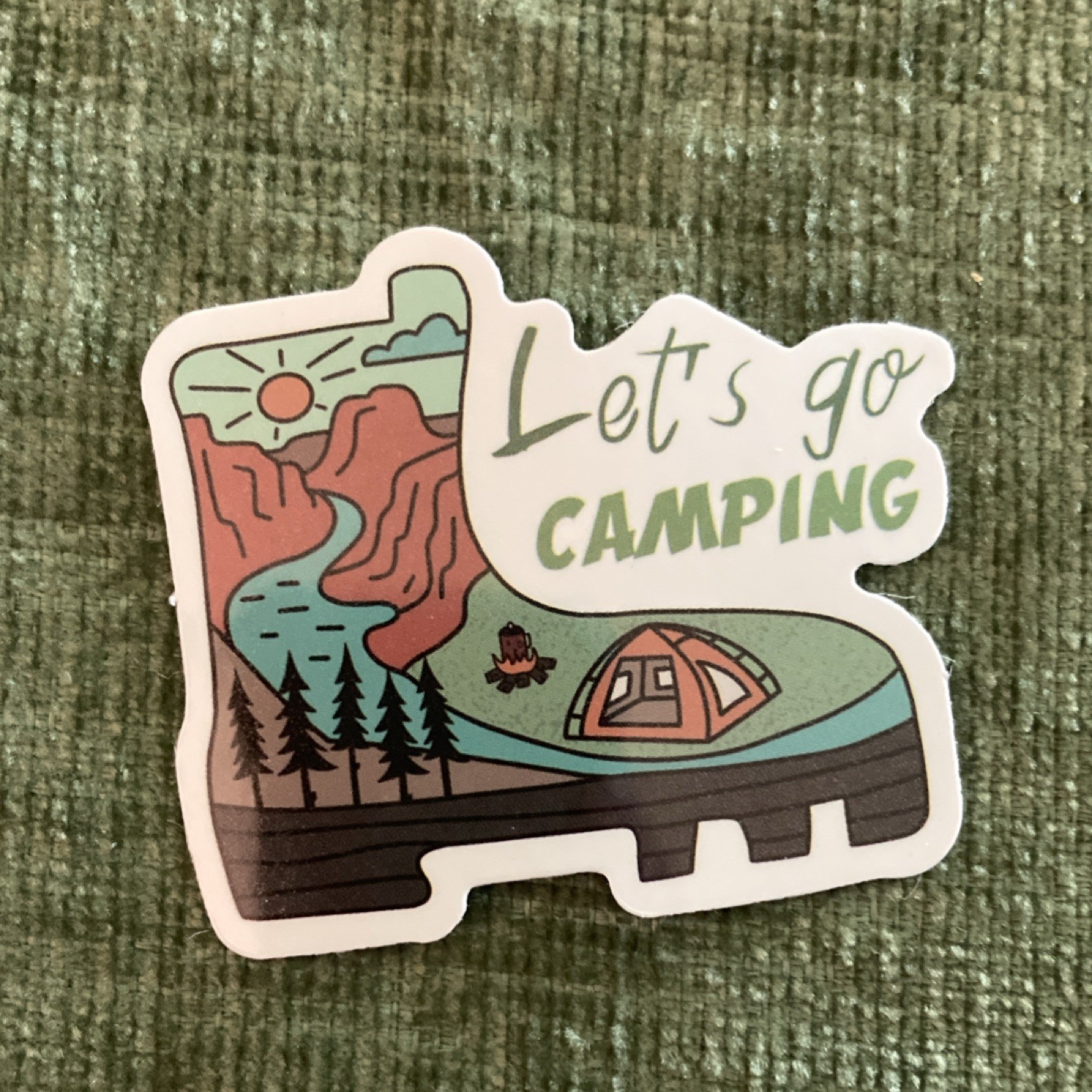6 Multicolor Vinyl Stickers Set, Camping Adventure Nature Theme, Water Resistant