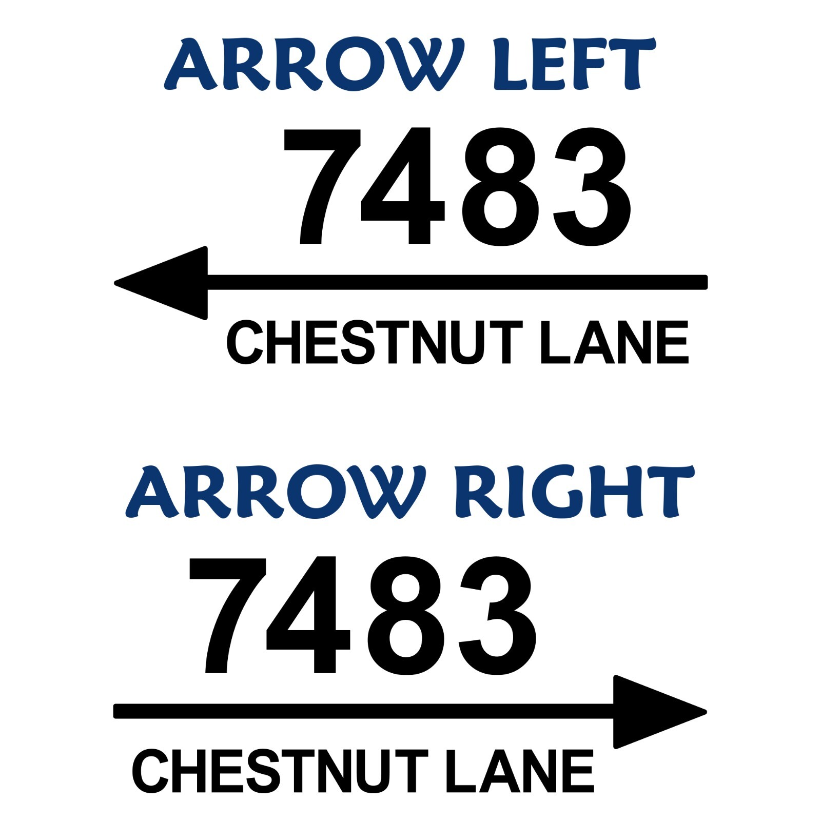 Reflective Mailbox Address Decal, Custom Arrow Street Name 4"h x 10"w – #1338R