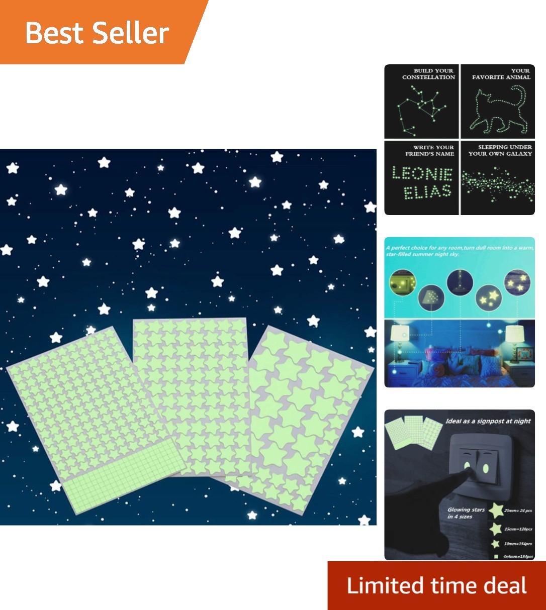 Stunning 452-Piece Glow in The Dark Star Wall Stickers – Perfect for Kids' Rooms