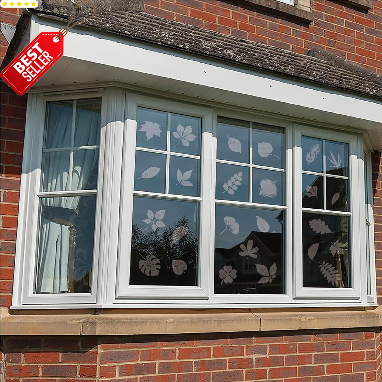 52 Pcs Bird Strike Window Decals Large Leaf Shape Anti-Collision Glass Stickers