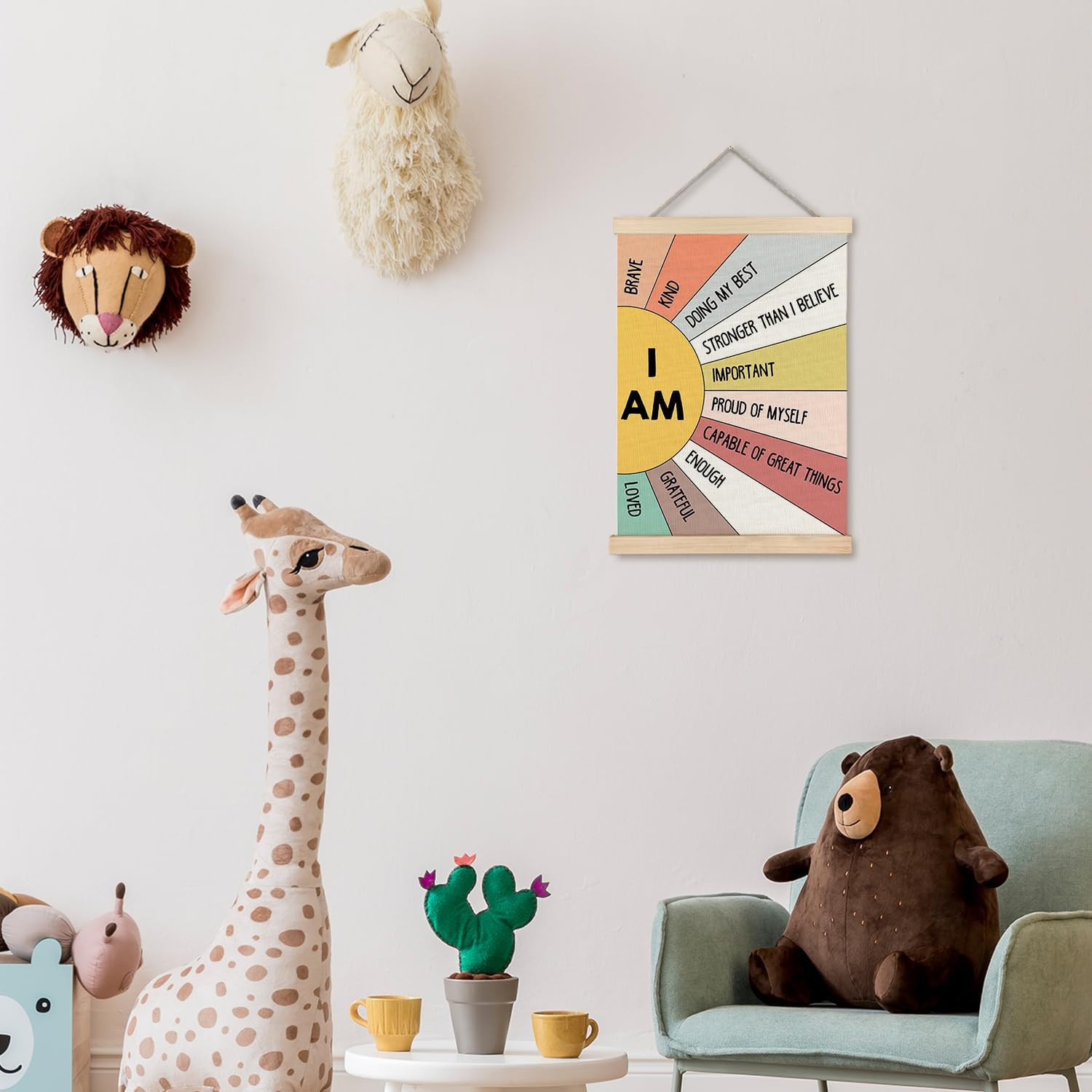 Affirmation Wall Decor for Kids Boys Girls, I Am Kind I Am Brave Positive Affirm