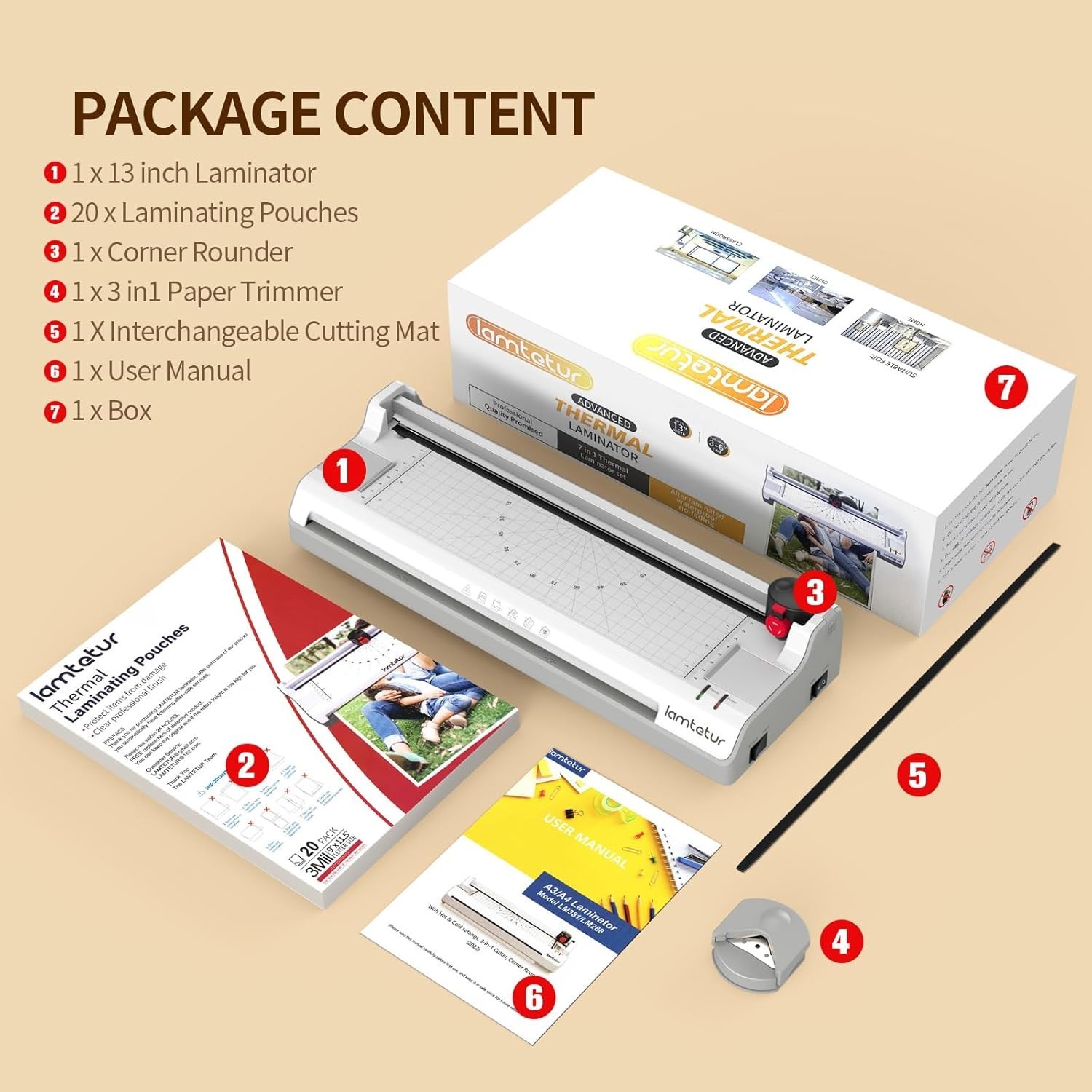 7-in-1 Thermal Laminator Machine 11X17 with 20 Letter Size Laminating Sheets,…