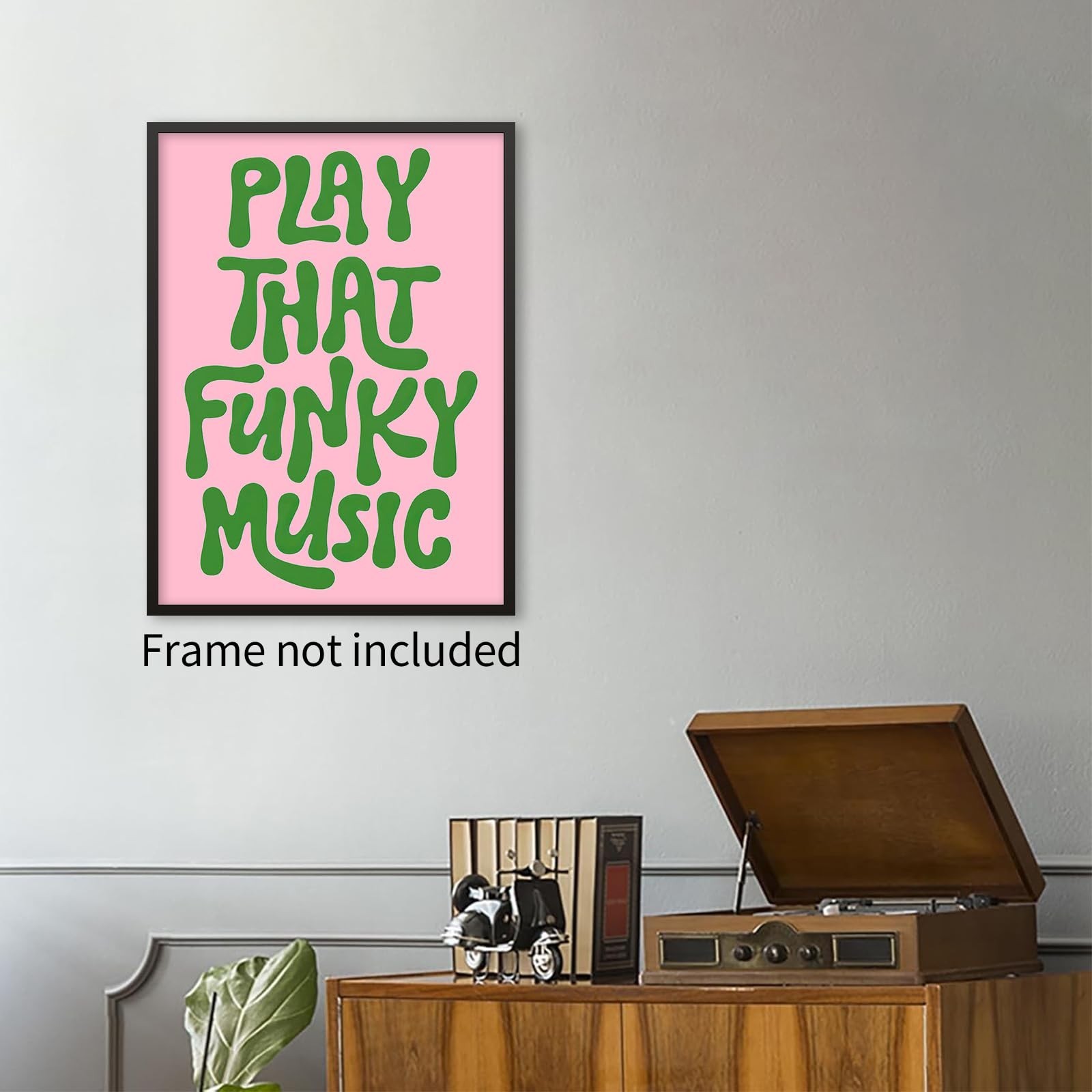 OMANI 70's Play That Funky Music Wall Art Pink and Green Popular Song Posters…