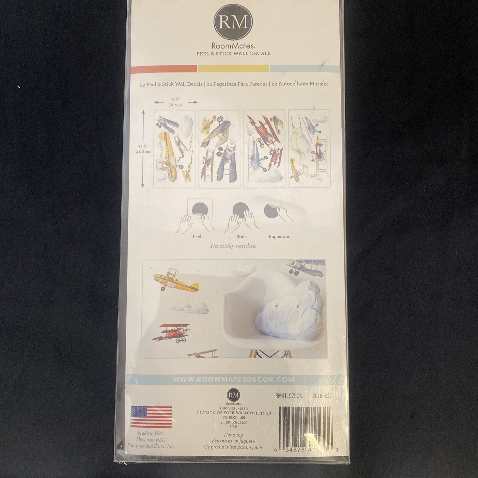 VINTAGE PLANES ROOMMATES PEEL AND STICK WALL DECALS # RMK1197SCS