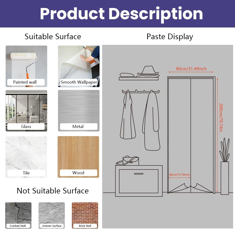 Door Sticker Peel Stick Removable Adhesive Door Mural Decal Vinyl PVC Waterpr…