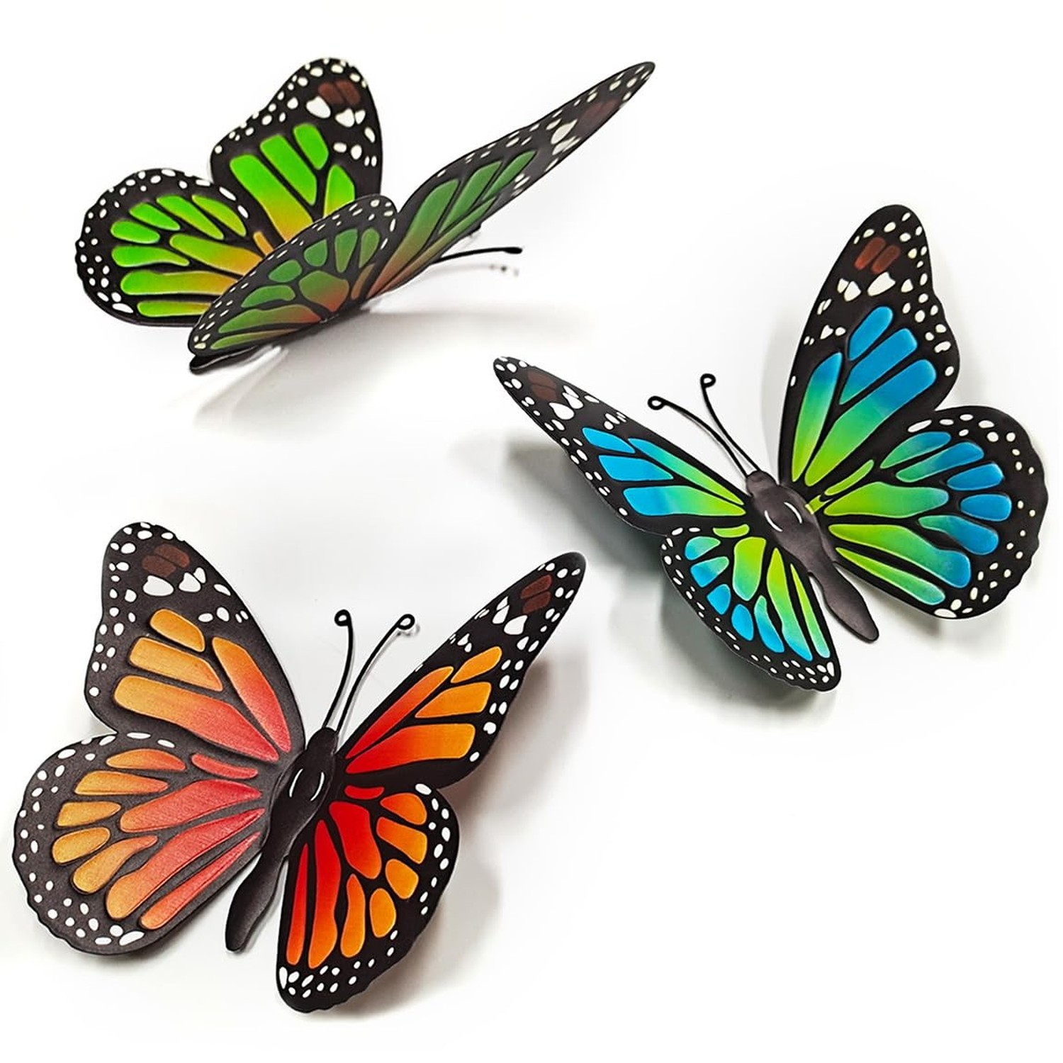 Metal Butterfly Wall Decor – 3 Pcs Butterflies Wall Sculpture Hanging Decorat…