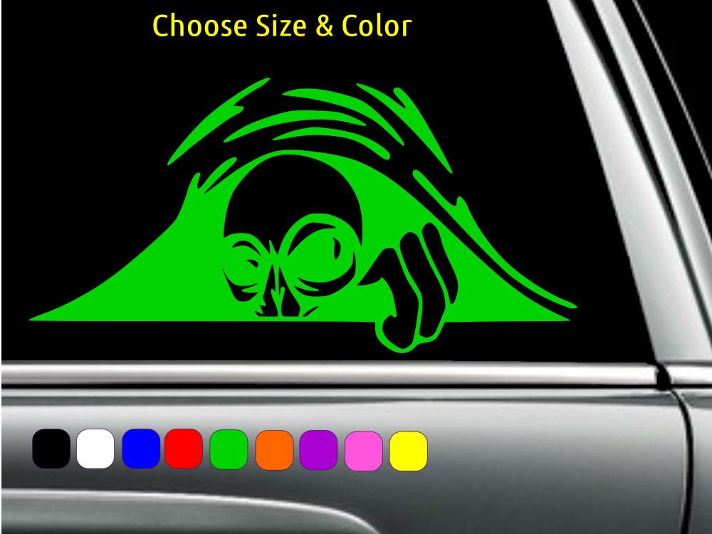 ALIEN ET PEEKING THROUGH Vinyl Decal Laptop Wall Car Sticker CHOOSE SIZE COLOR