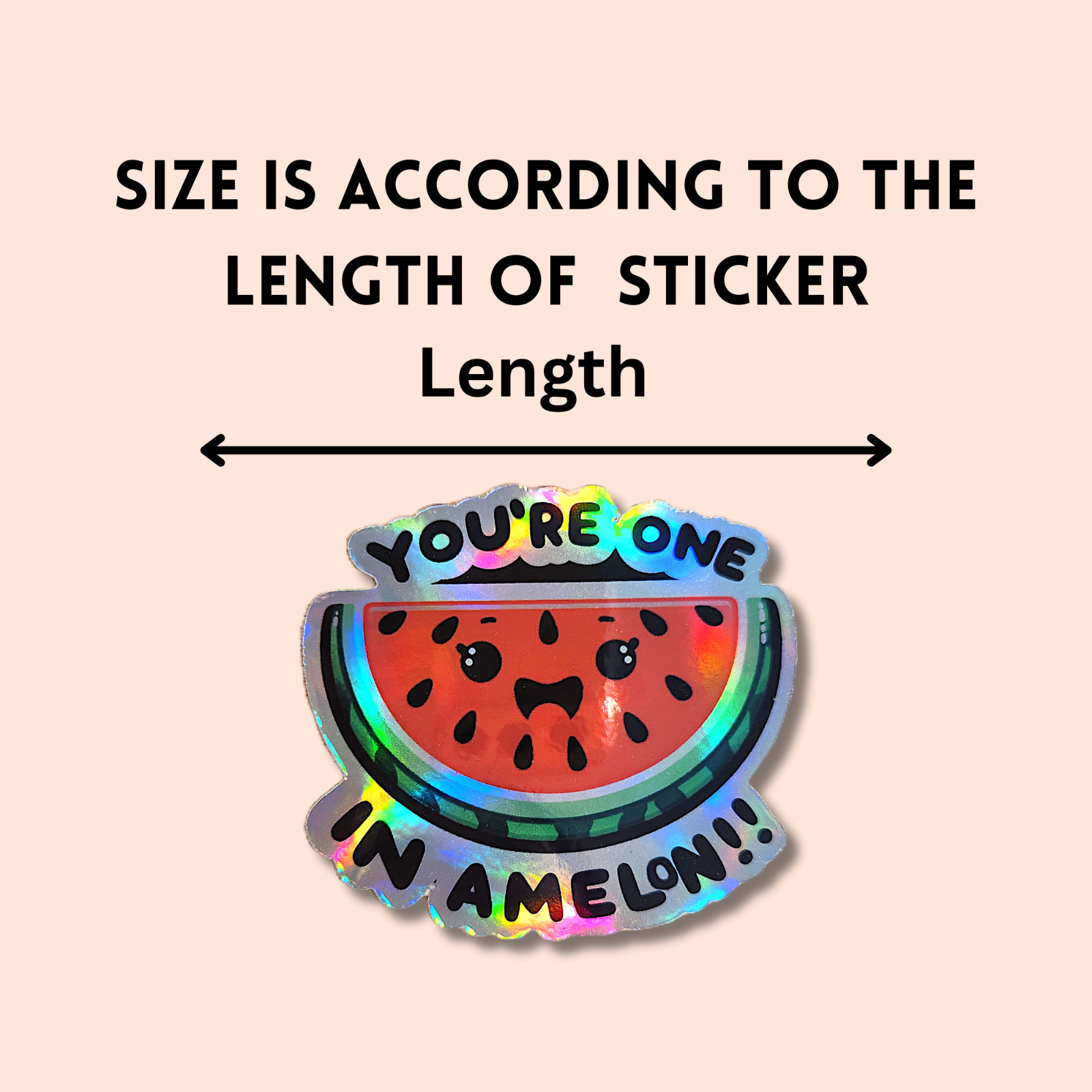 You’re One in a Melon Holographic Sticker – Cute Watermelon Vinyl Deca