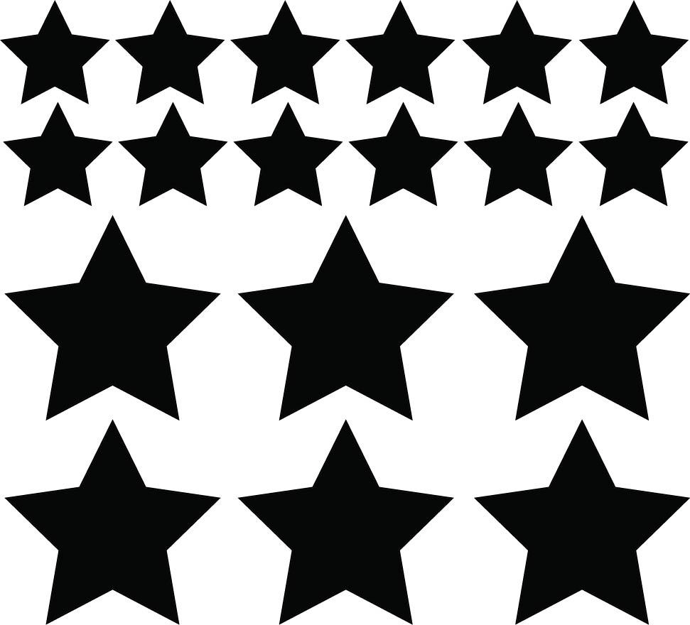 2" & 1" Small Stars Bundle Decals Set of 18 Sticker Art Decor Star Space Craft