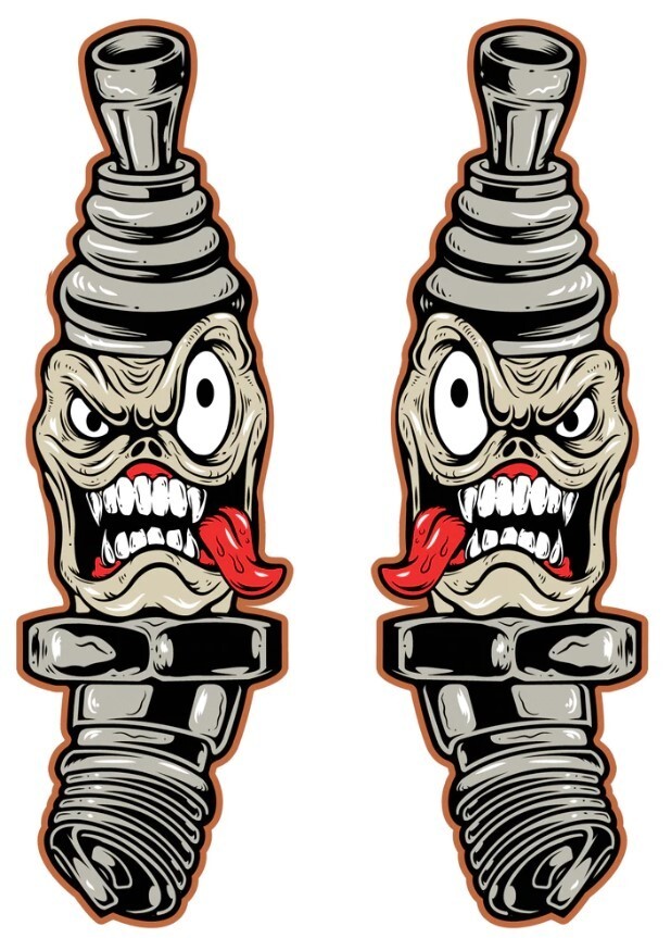 NEW LETHAL THREAT MR SPARKEY SPARKPLUGS L/R MINI DECAL STICKER 2.25"x3" RC00227