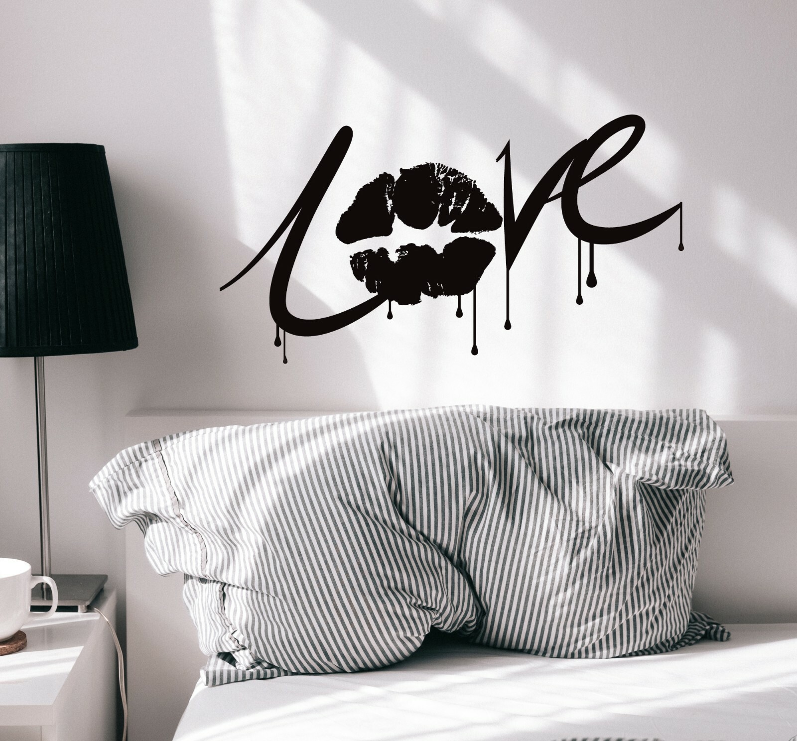 Wall Decal Love Lips Hot Romantic Quote Interior Vinyl Decor Black gz536