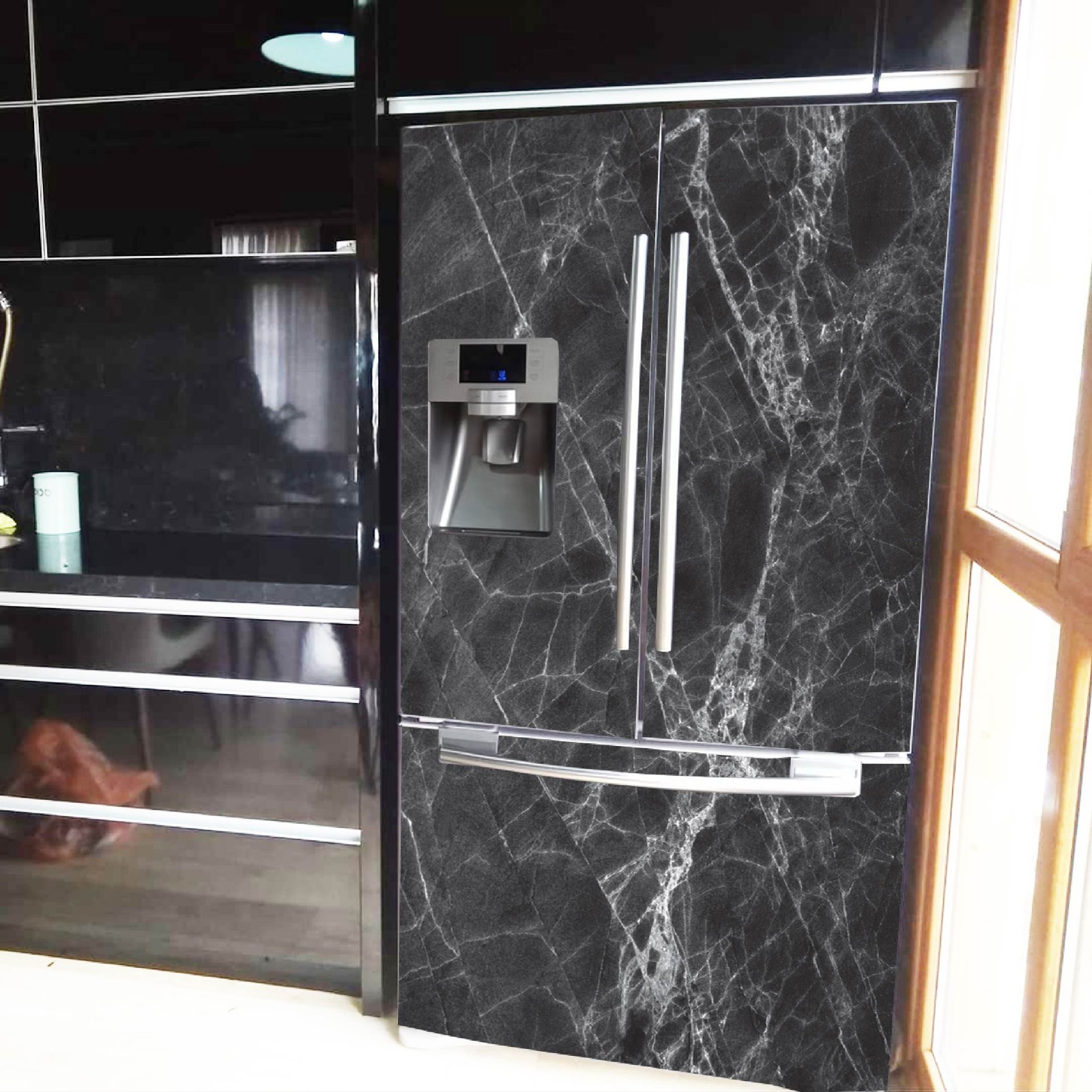 Peel and Stick Fridge Wrap Vinyl Refrigerator Cover 32" x 78.7" (81x200cm)