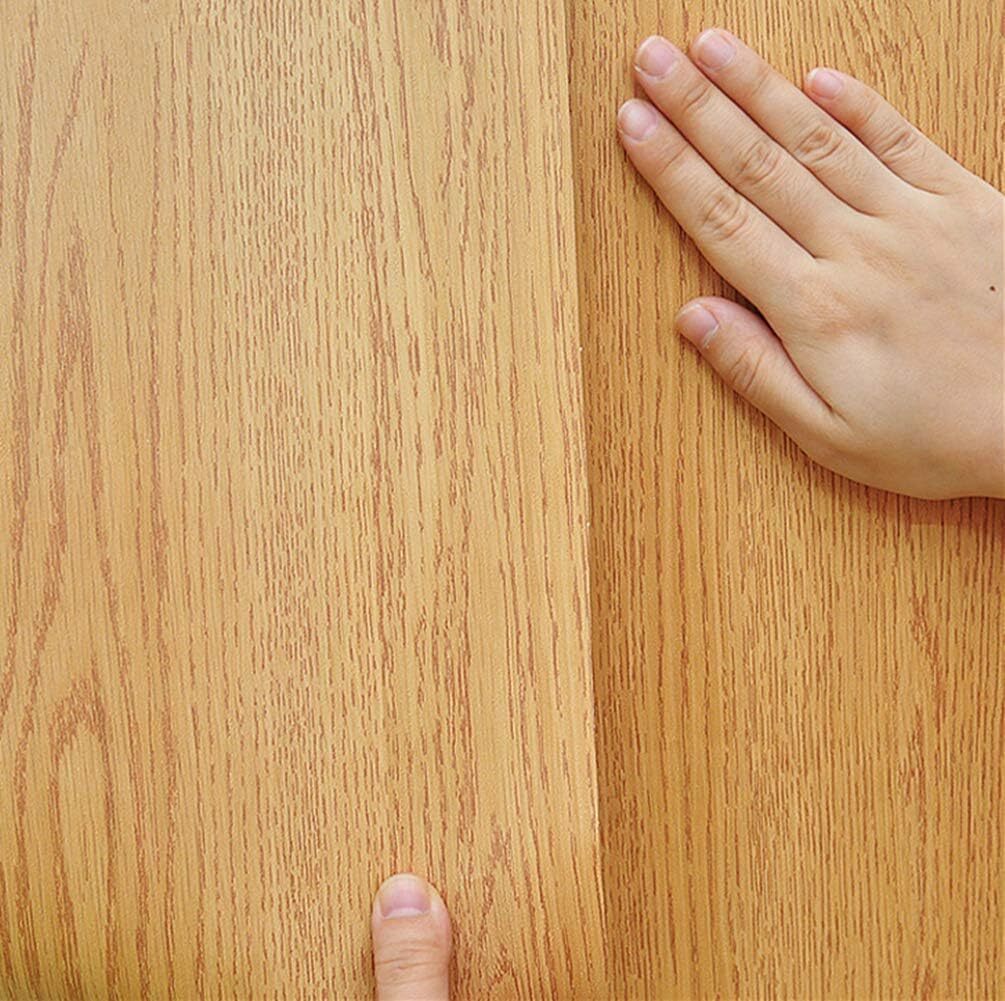 UPREDO Brown Wood Grain Adhesive Paper Wall Vinyl 15.8"W x 79"L,
