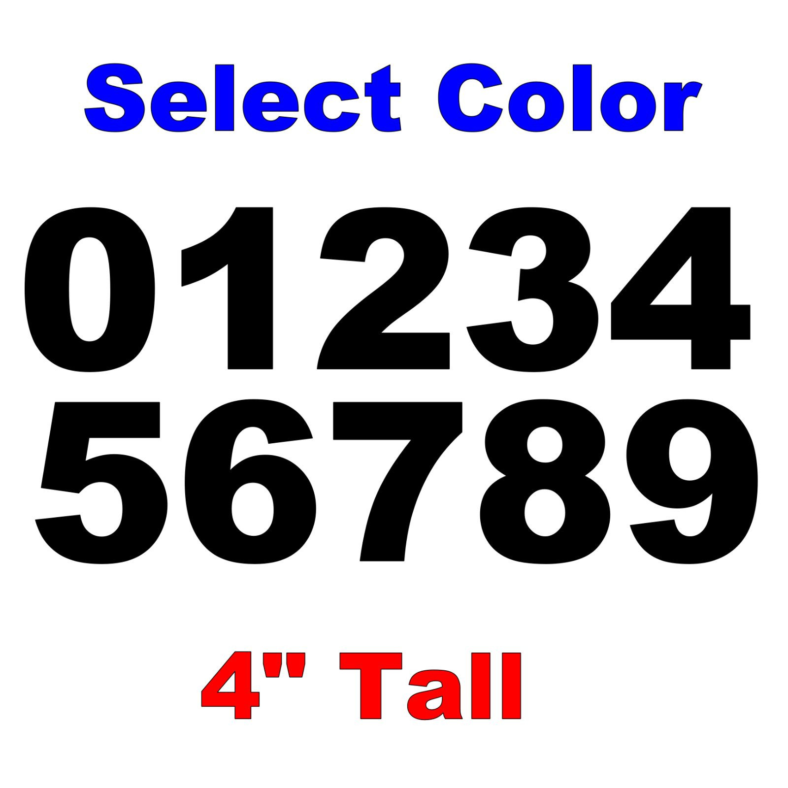 0-9 Numbers 1x Set Vinyl Decals 4" Inches – DIY Sign Car Dealer – Select Color