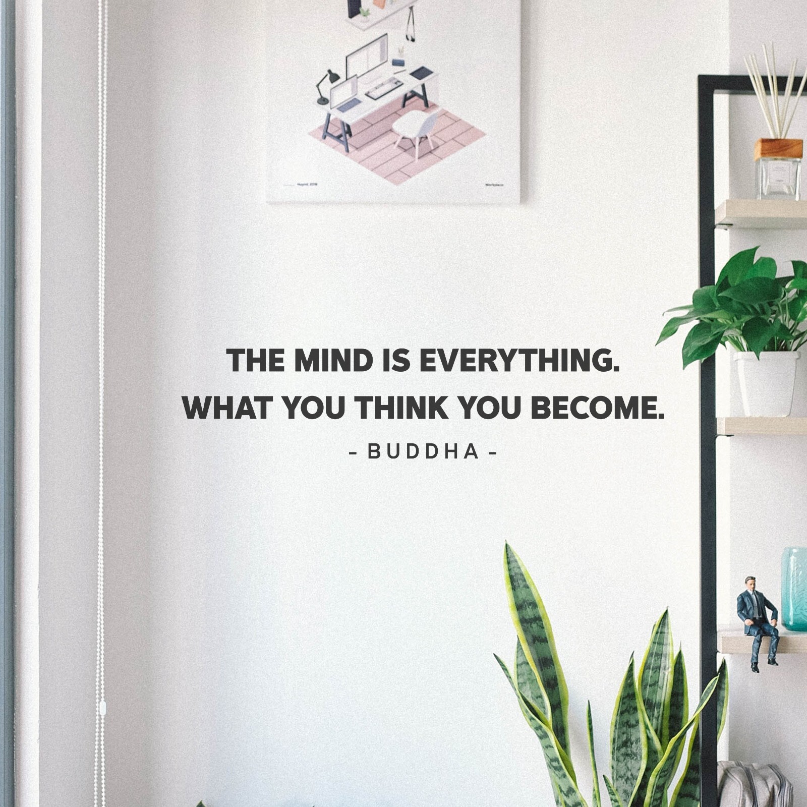 Mind is Everything Buddha Wall Decal Inspirational Sticker Quote Decor