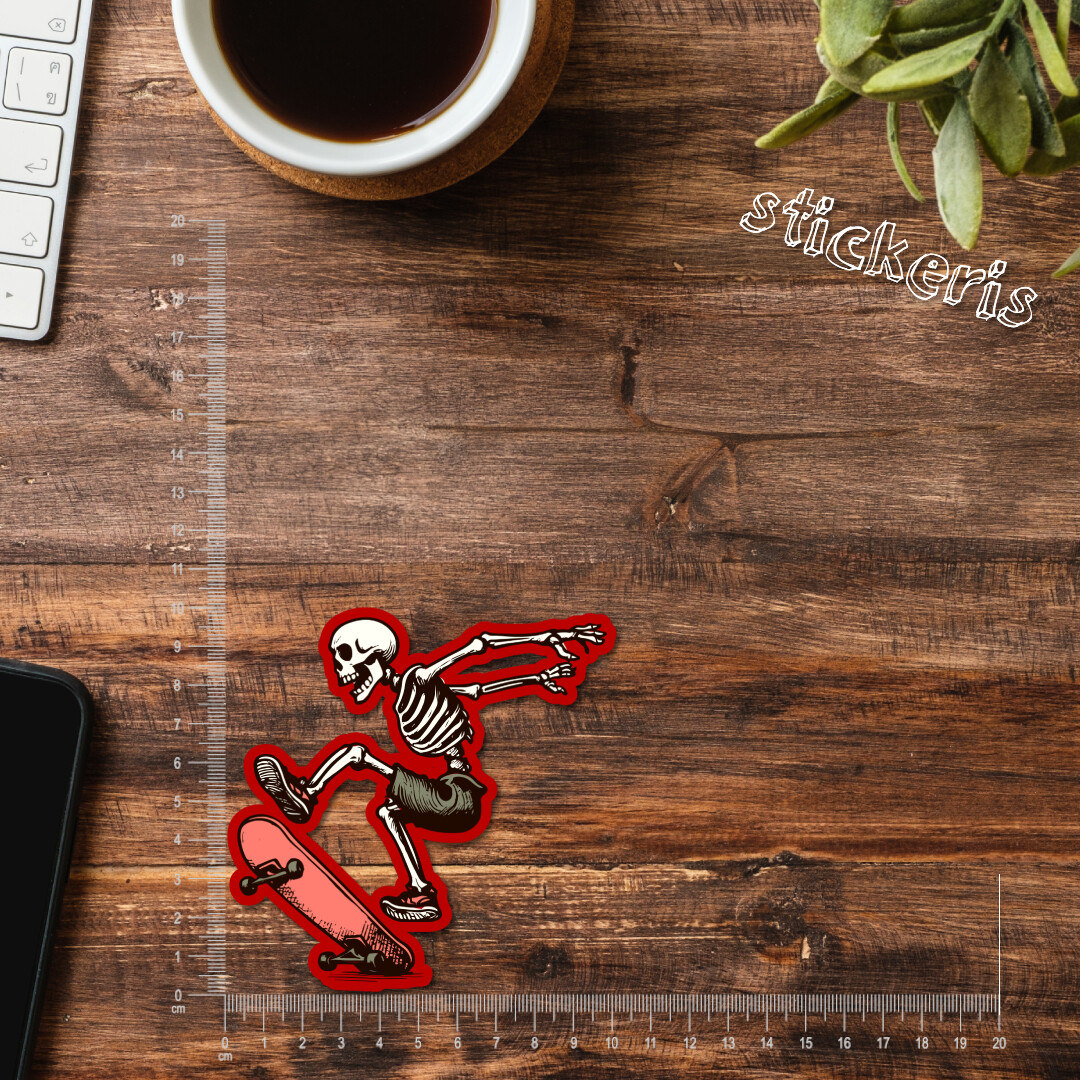 2x Skeleton on a skateboard vinyl sticker 4-12" (up to 47") | buy 2 get 1 free