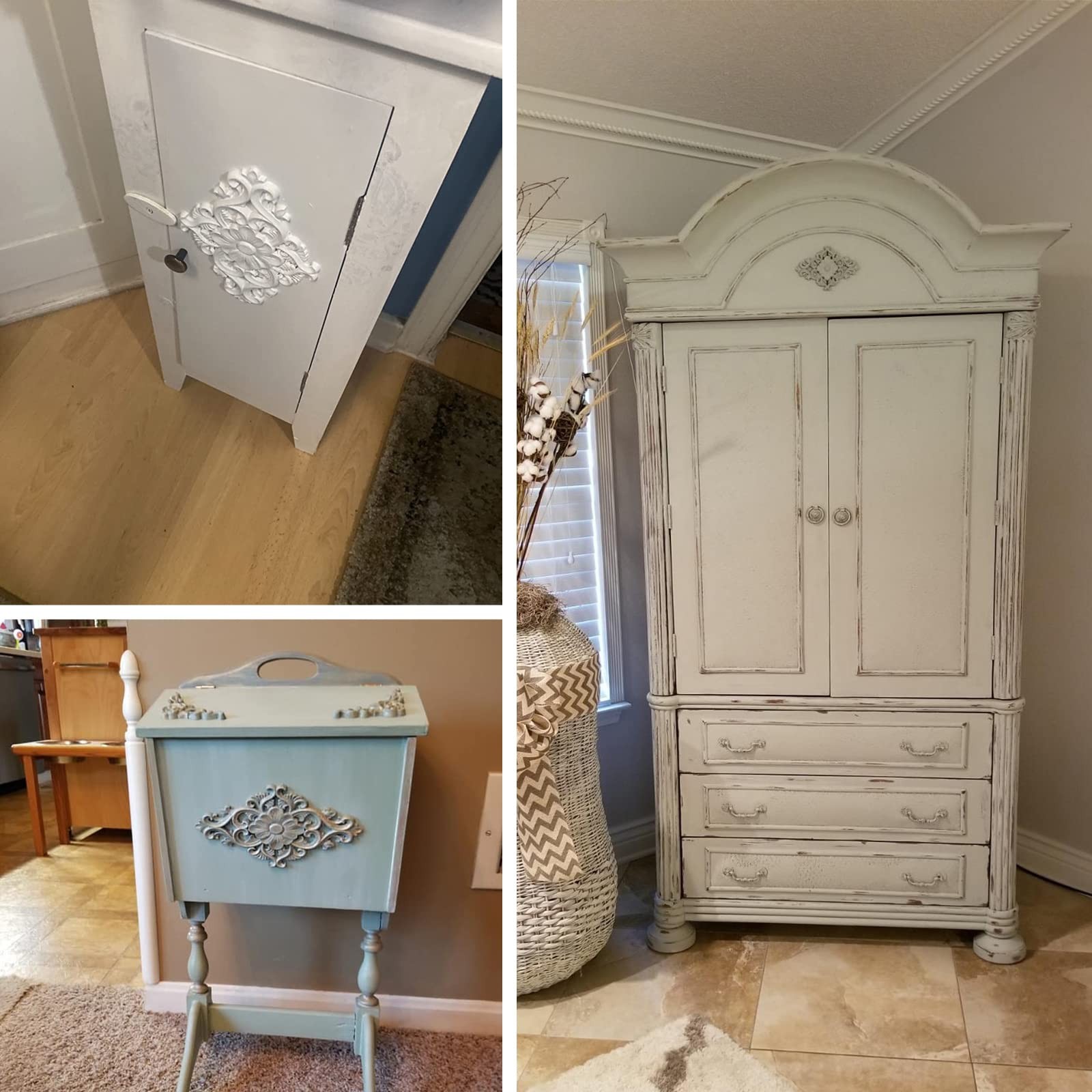 Rhomb Wood Carved Appliques Furniture Onlays, Unpainted Wooden Rosette Decals…