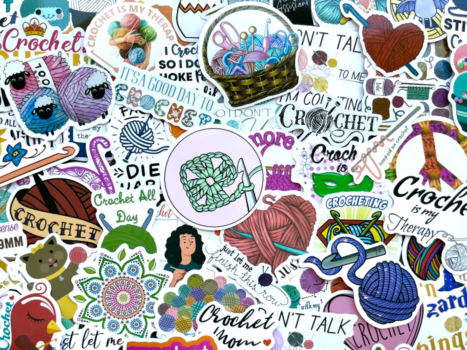 5-100 pcs Crochet Knitting Stickers, Aesthetic Stitch Pattern Car Laptop Decals