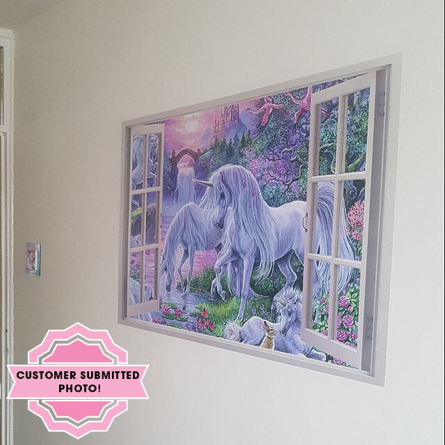 FULL COLOUR Unicorn Wall Art, Modern Transfer, PVC Decal, 3D Window, Sticker