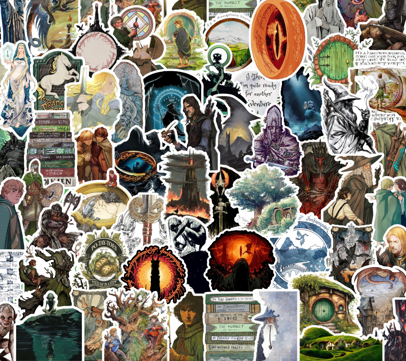 25/50 Lord of the Rings Sticker Pack – Waterproof Vinyl – Hobbi Tolkien Shire
