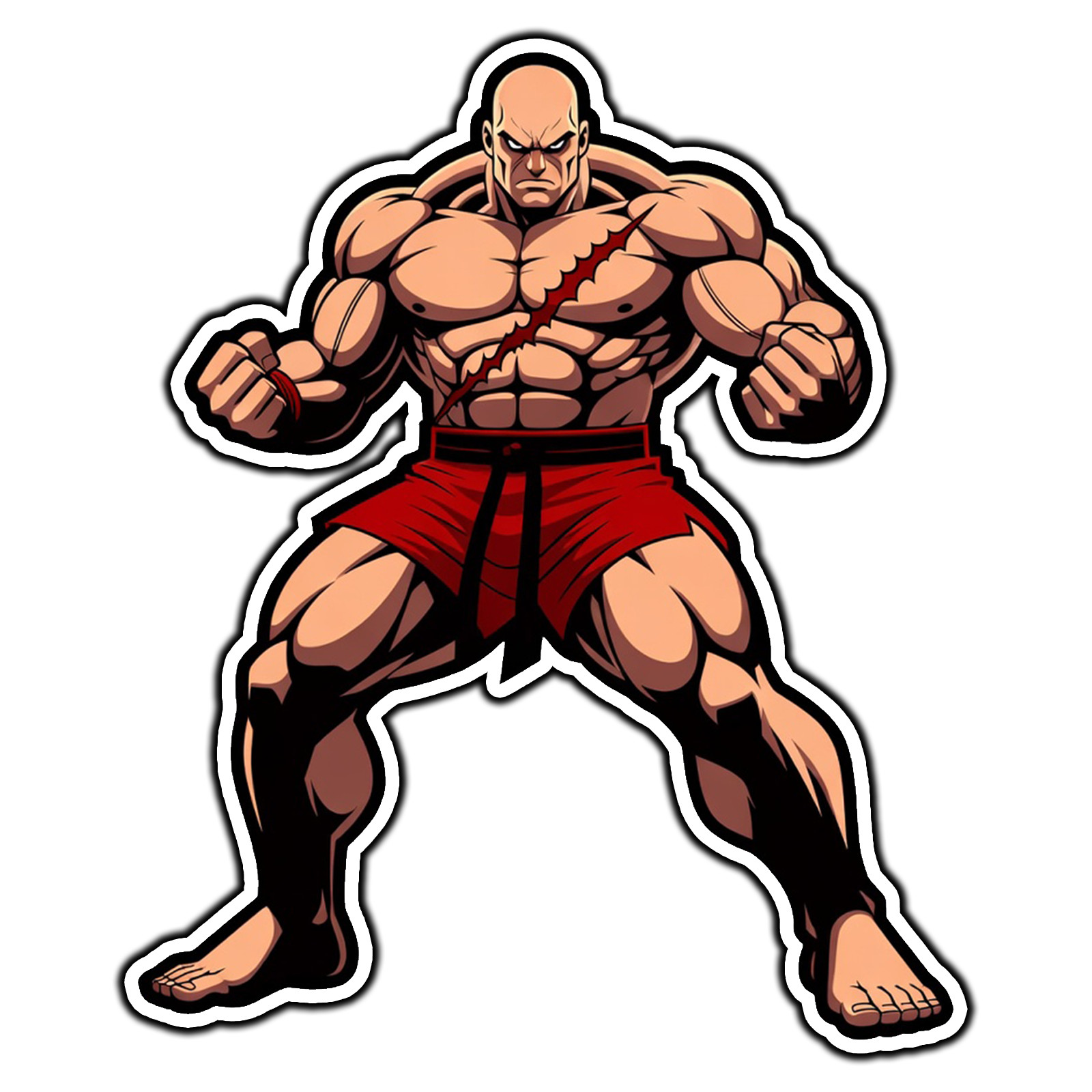 Sagat #1 Street Fighter Retro Sticker Waterproof Vinyl Decal Die-Cut