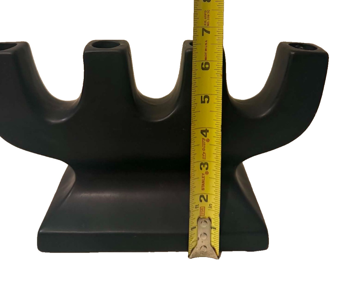 Modern Black 4-Candle Holder Minimalist Sculptural Candelabra Decor