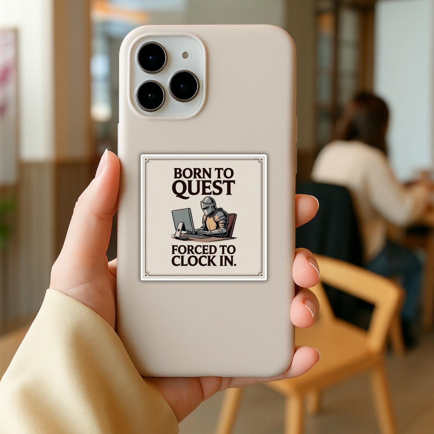 4PCS Born to Quest Forced to Clock In Sticker Set, Funny Work Gaming Vinyl Decal