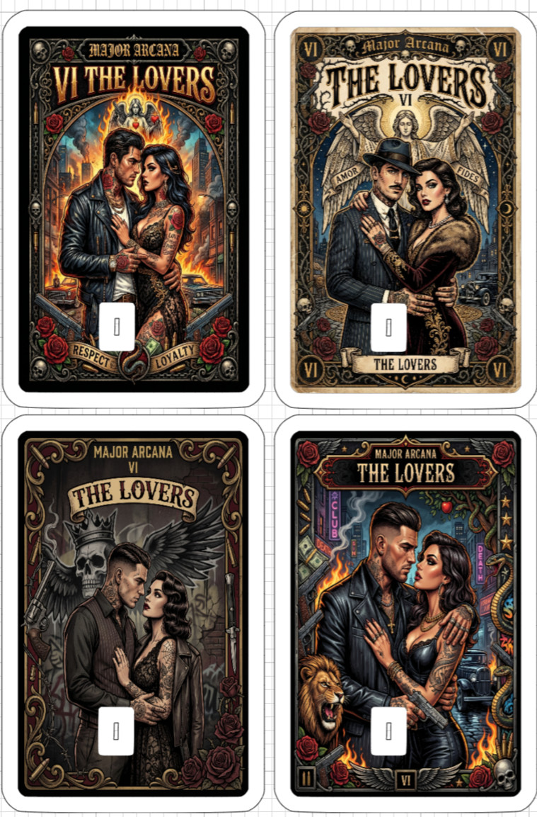 Gangster THE LOVERS Tarot Card Credit Debit ATM Skin Sticker Psychic Gift Gun
