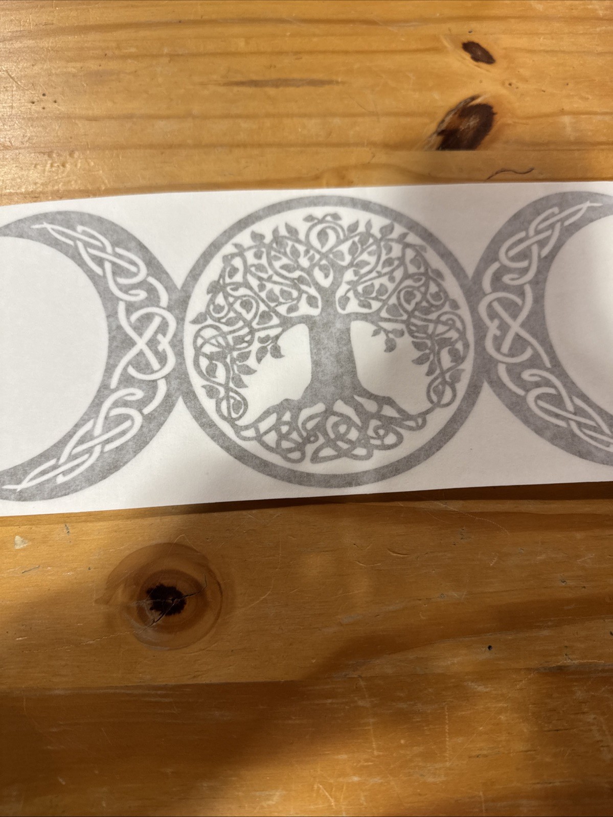 Three Moons Tree Of Life Vinyl Decal Gold. Lg. Unique 10.5”L 5”T. Pagan Celtic