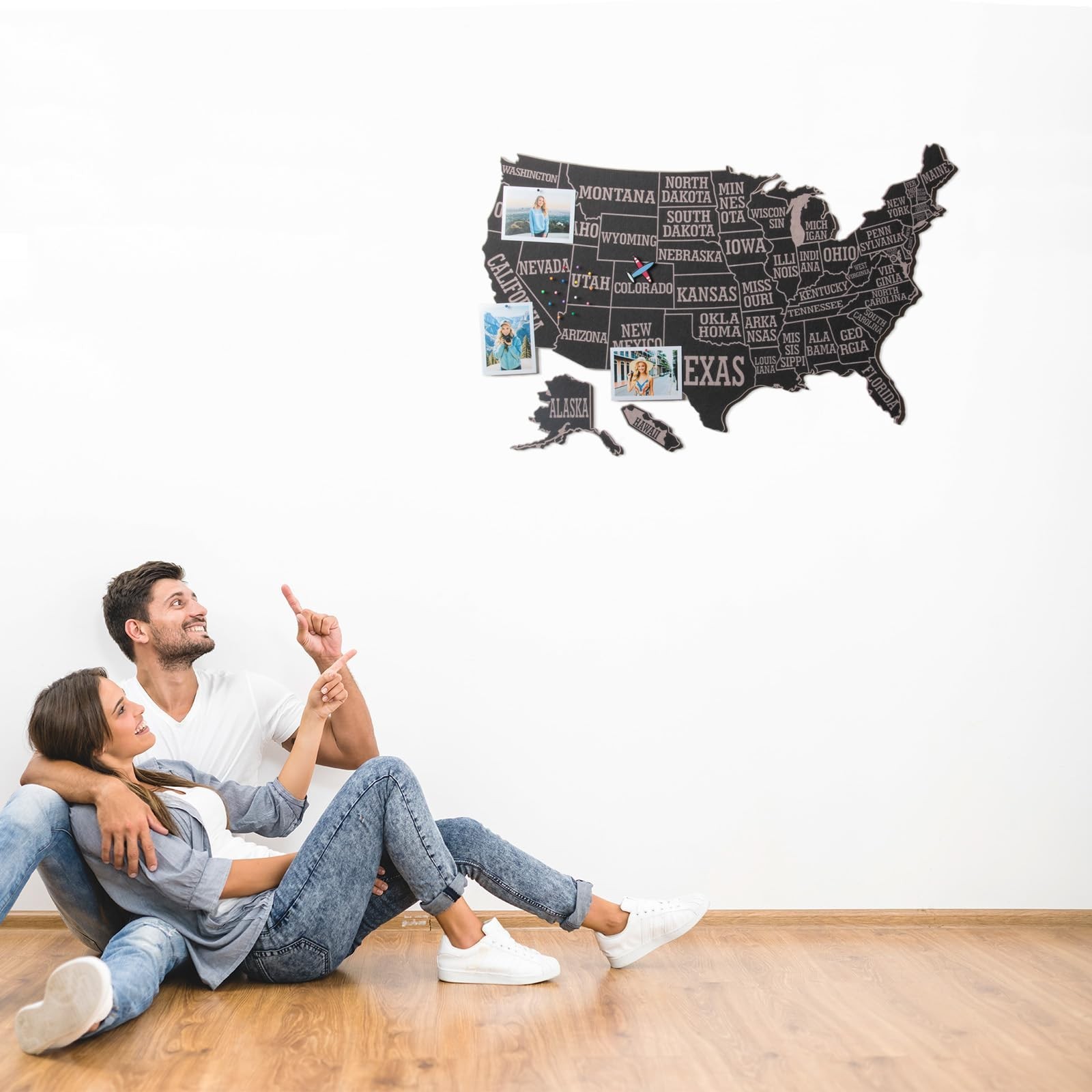 USA Travel Map with Pins, 17×27 Inch Push Pin United States Map for Travel Tr…