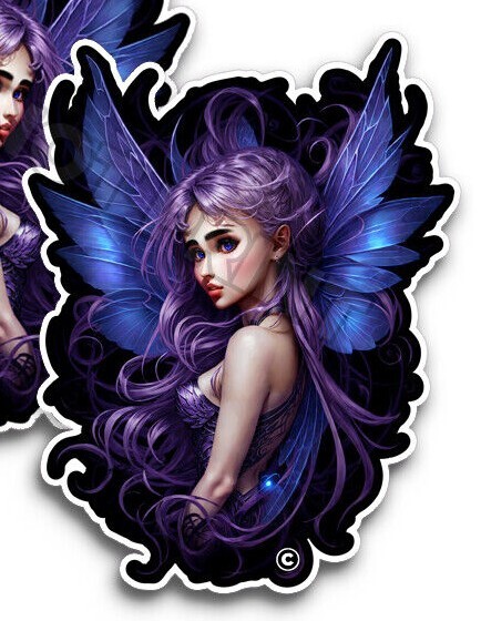 Fairy Stickers Cute Happy Purple Pixie Stickers Die Cut Decals M33301 Set of 2