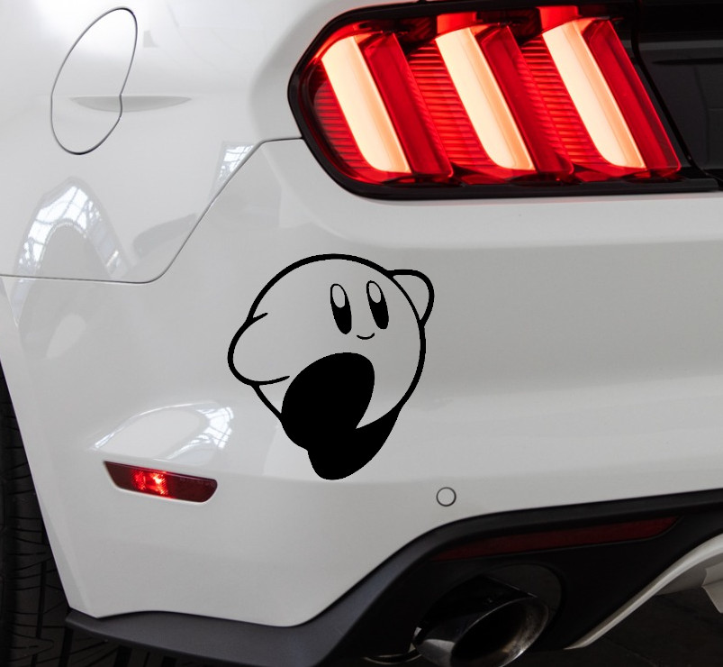 Kirby Super Smash Bros Indoor/Outdoor Vinyl Decal Matte Black/White