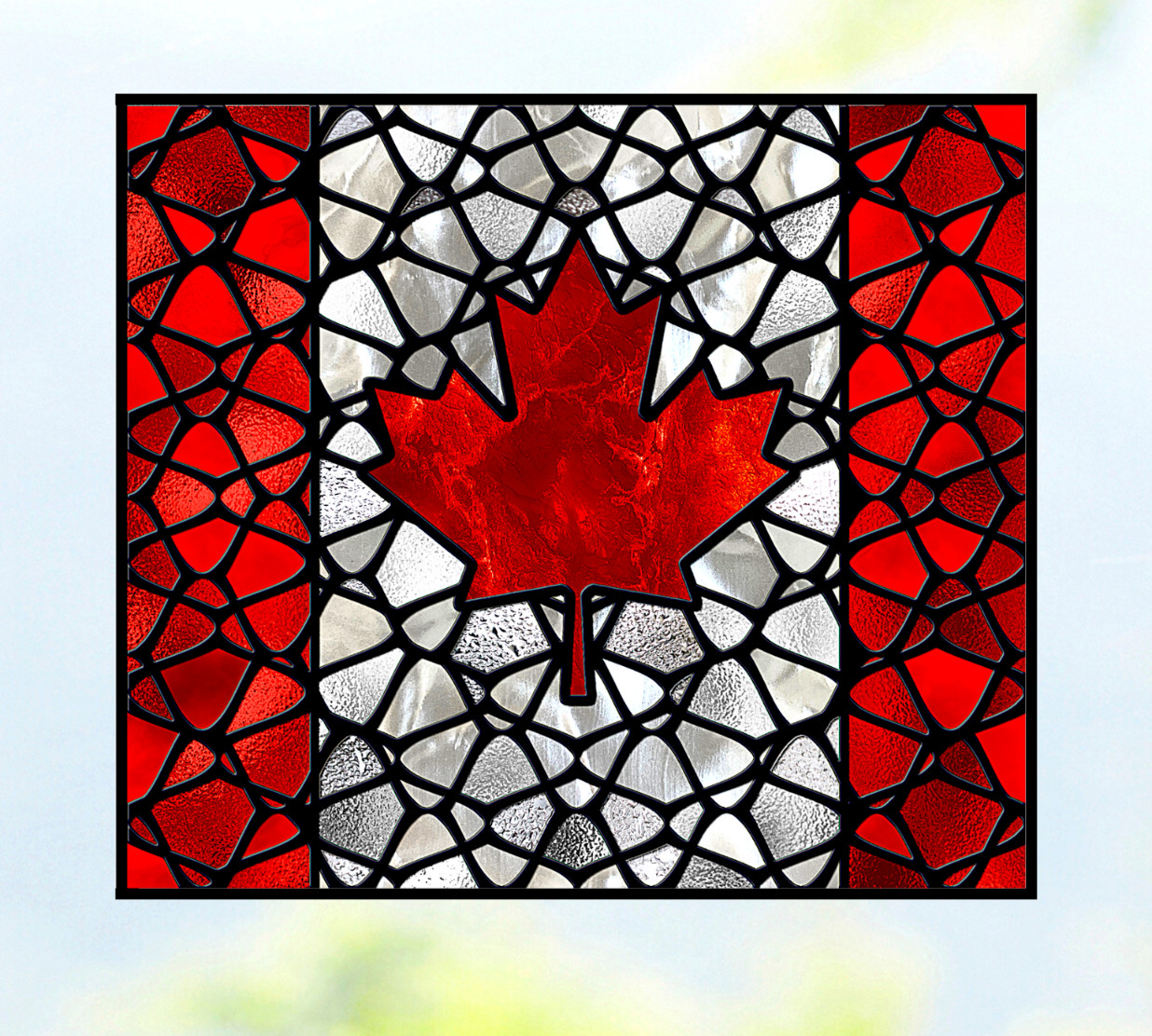 Canadian Flag WINDOW CLING Sun-catcher Size 9" Rectangle ~ Repositionable Vinyl