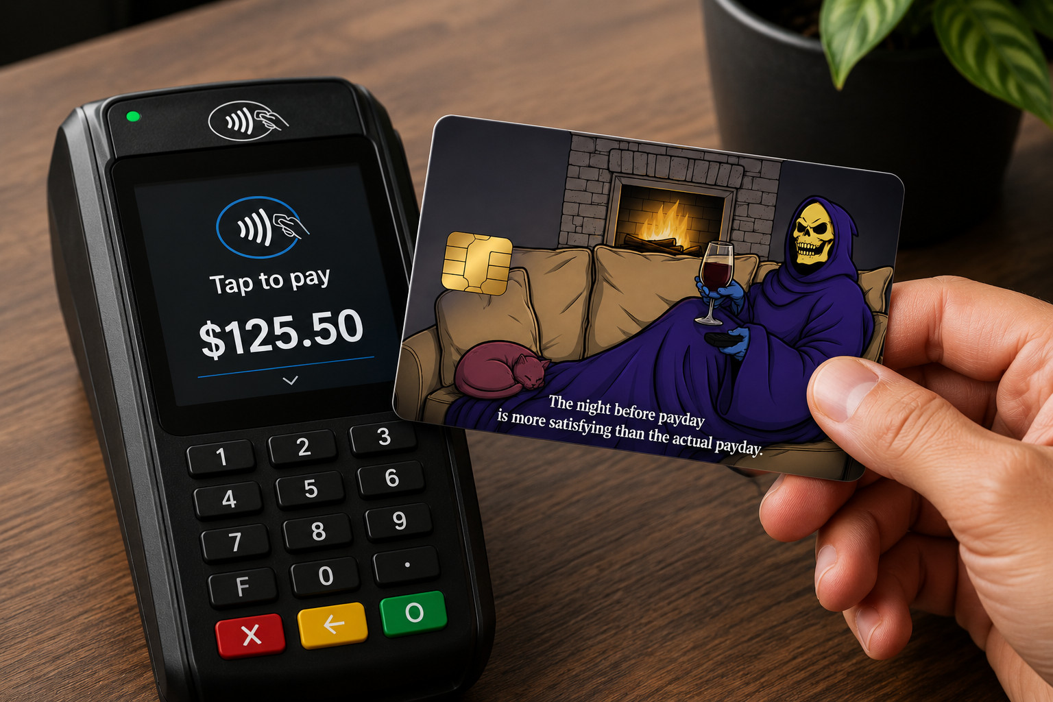 Funny Skeletor The Night Before Payday Meme Credit Card Skin Debit Card Vinyl