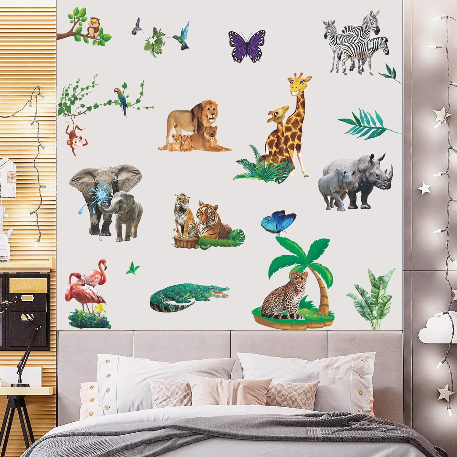 Lifelike Jungle Animal Wall Decals Safari Wild Animal Wall Stickers Removable Li