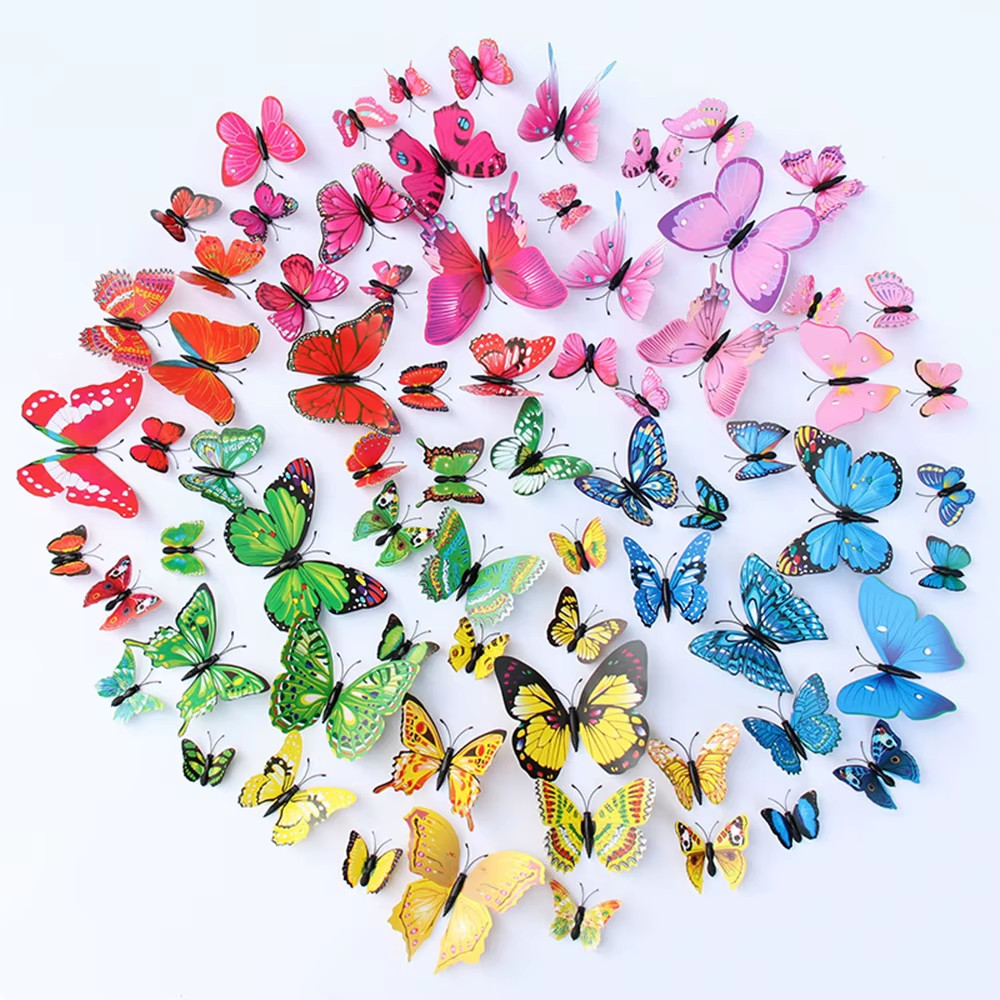 12Pcs 3D Butterfly Wall Stickers Diy Stationery Sticker Handmade Craft Supplies