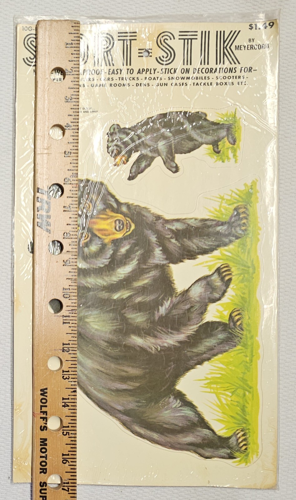 Sealed NOS Vintage Meyercord Sport-Stik Vinyl Decal Sheet 10-G Black Bear 9"×17"