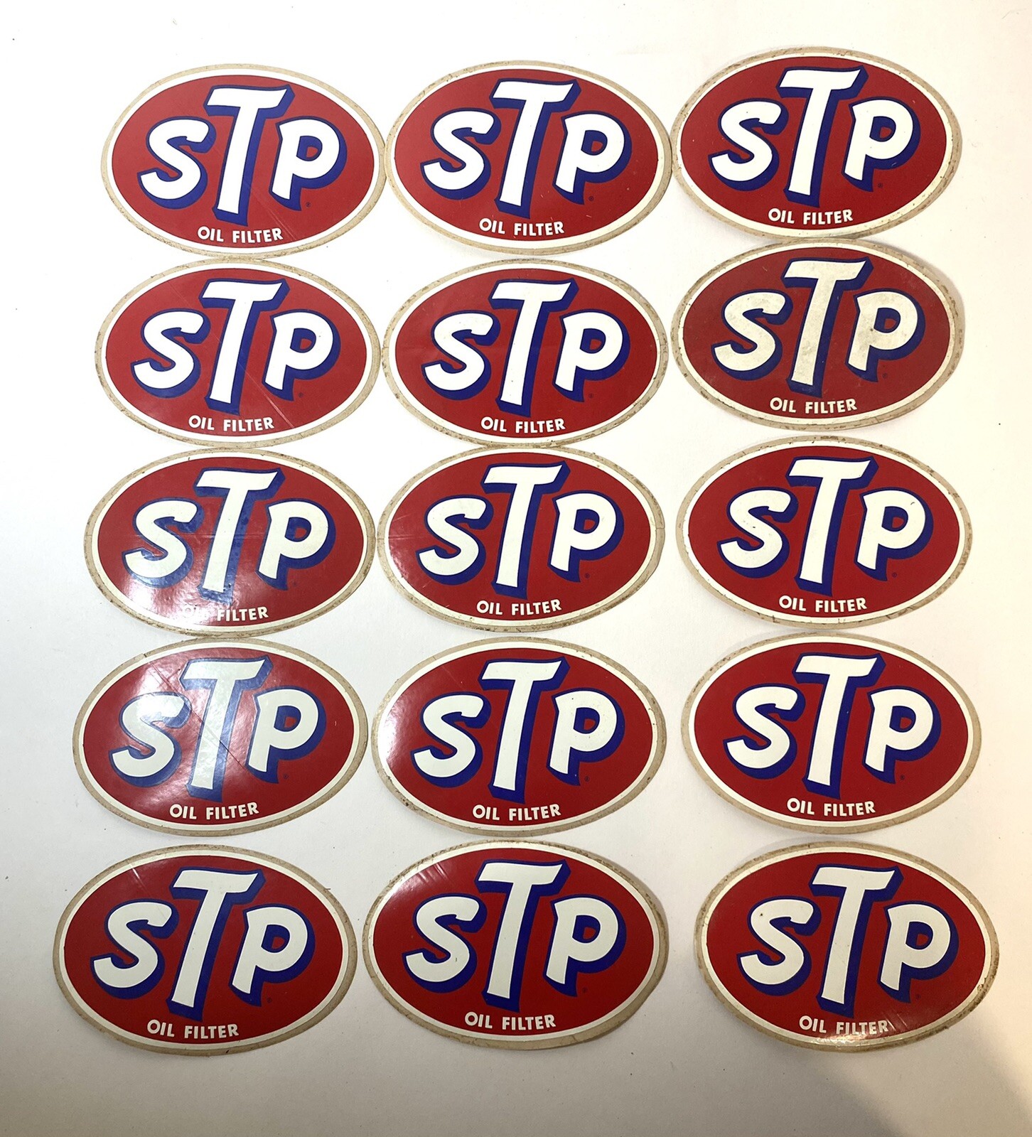 STP Oil Filter RACING DECAL STICKER 4 1/2" x 3" Set of 15 Stickers