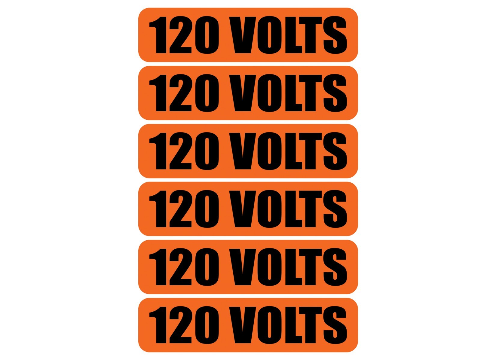 120 Volt Warning Decal – Electrical Panel / Conduit Sticker – Waterproof – 6 Pac