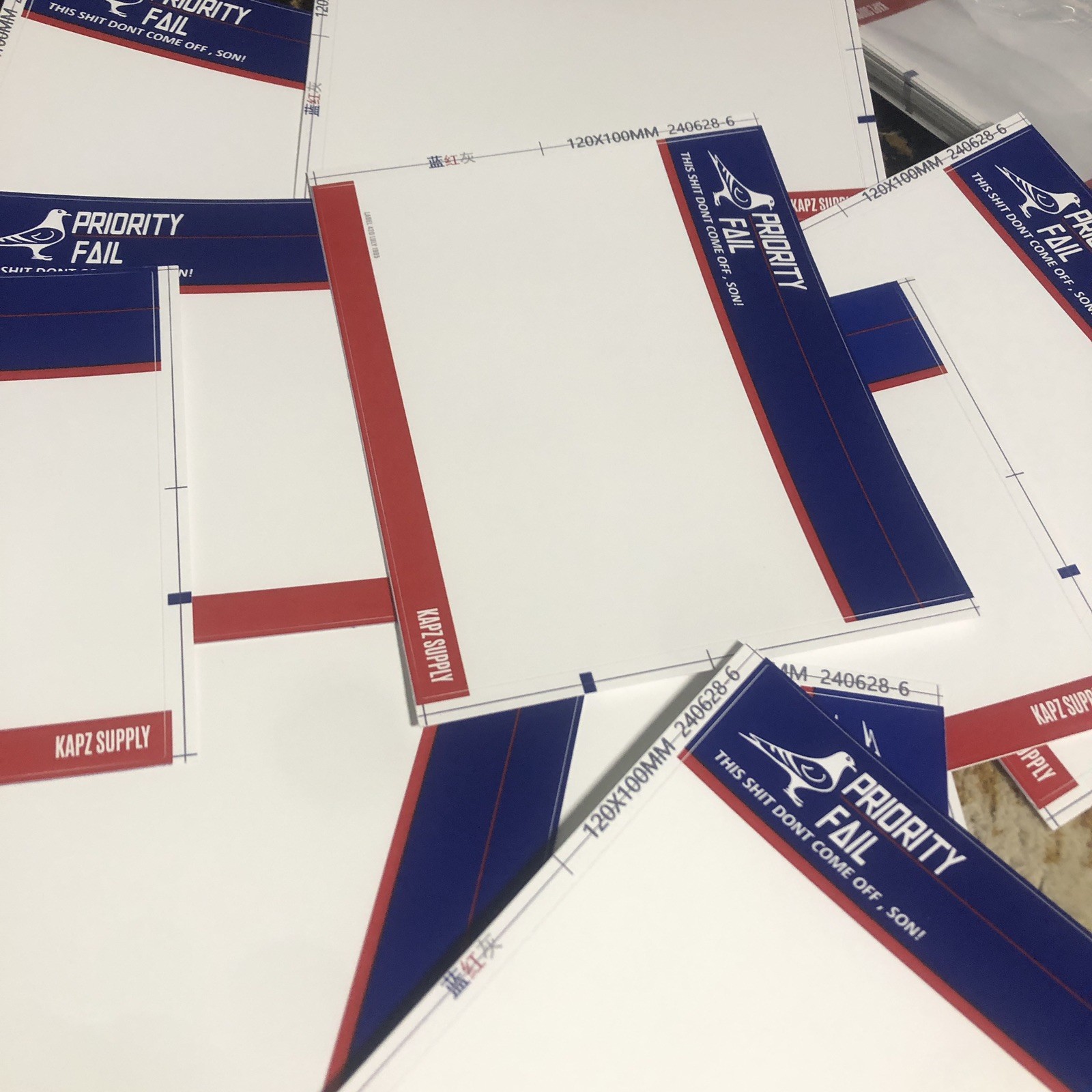 KAPZ SUPPLY DESTRUCTIBLE VINYL EGGSHELL JUMBO 10x12CM STICKER SLAPS PRIORITY 50