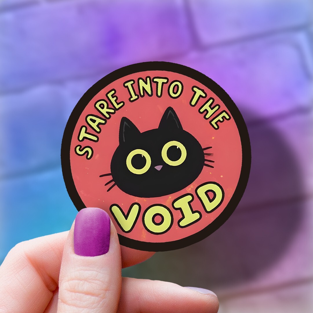 Funny Cat Sticker: "Stare Into the Void" Vinyl Decal