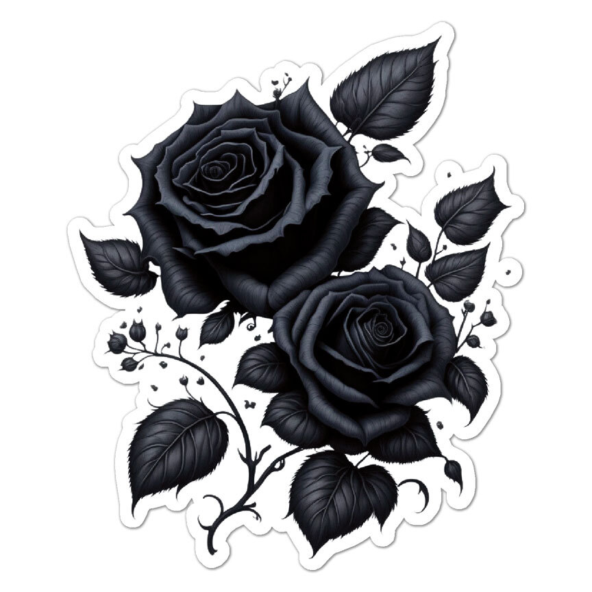 Black Roses, Vinyl Decal Sticker, Indoor Outdoor, 3 Sizes, #9482