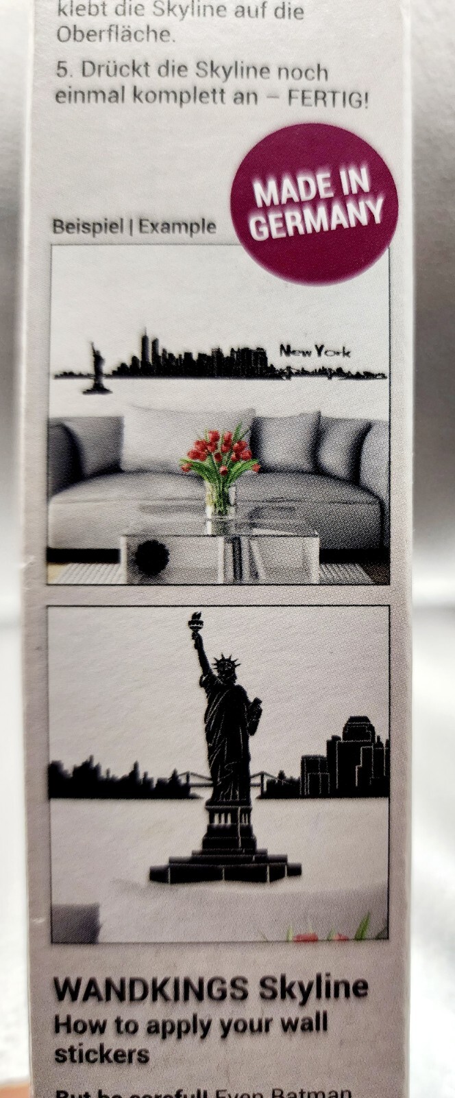 NEW YORK SKYLINE wall sticker Wandkings Aufkleberstatue Liberty 49.2×11.8 in blk