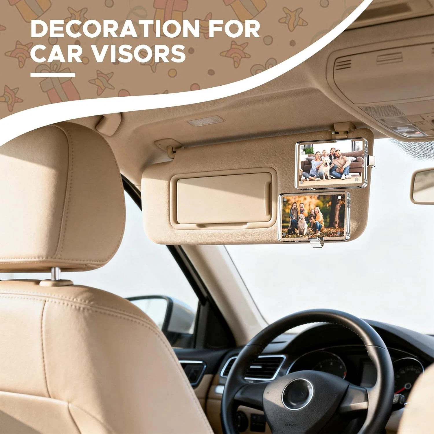 2 Pack Car Picture Holder for Sun Visor Magnetic Acrylic, Car Photo Clip