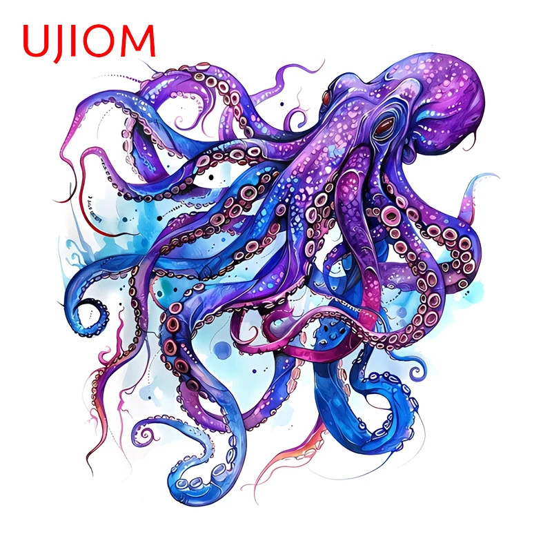 UJIOM Octopus Colorful Ink Style Wall Stickers Personal Aquaflask Refrigerator