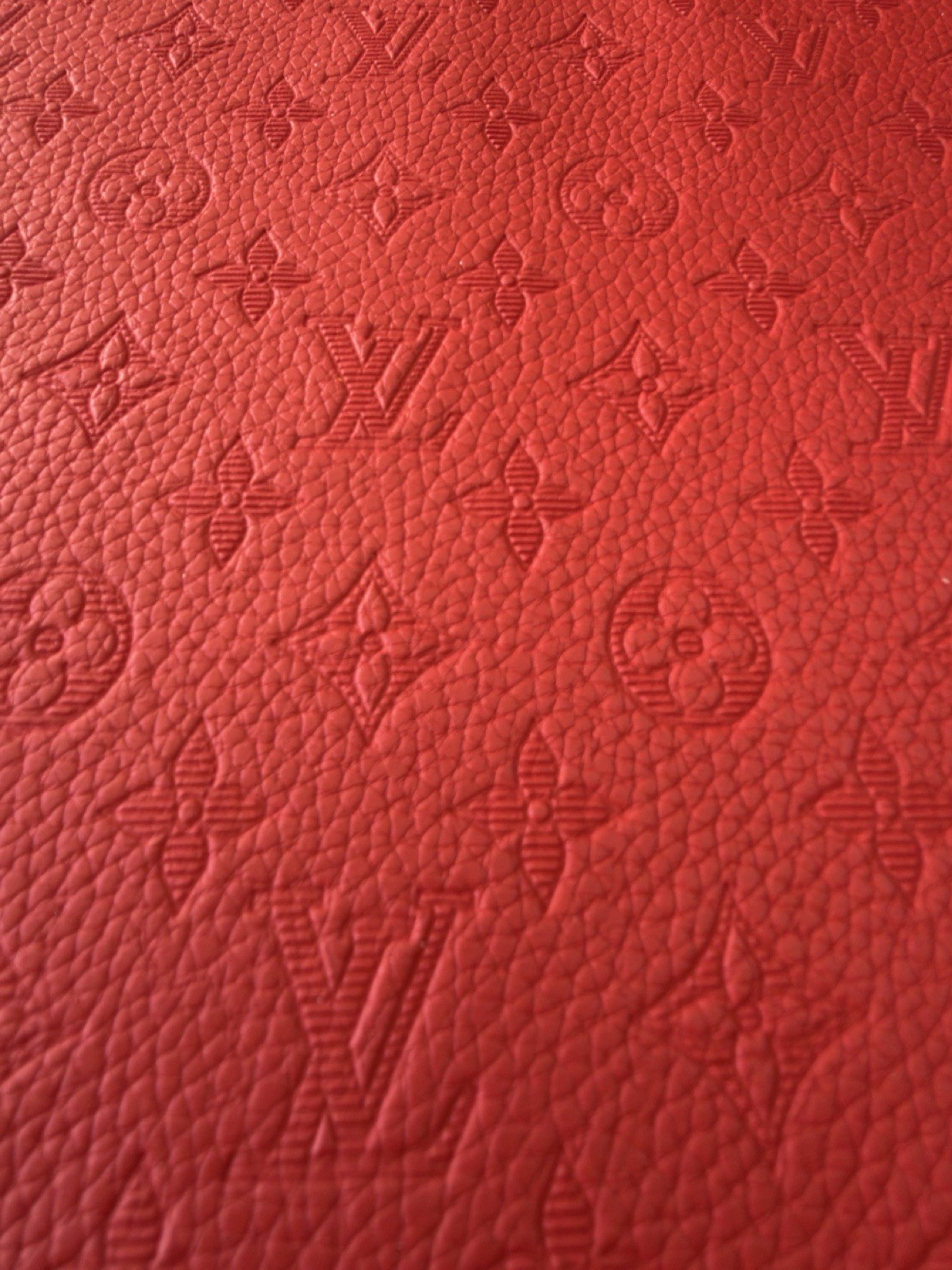 LV Red Embossed Monogram Vinyl for Crafting Classic Size piece 12" X 12" Scrap